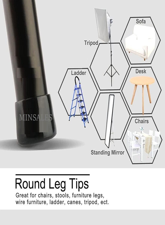 MINSALES ® Chair/Table Leg Cap - Round| 25 mm(1 inch) Diameter | PVC Rubber | Black | Floor Protector & Furniture Cover | -25mm x 25mm (8) pcs - Image 3